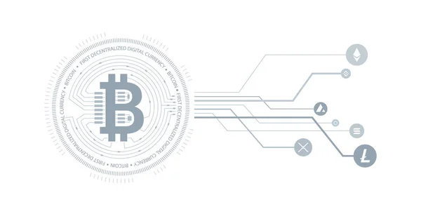 Hintergrund der Kryptowährung. Bitcoin und Altcoins — Stockvektor