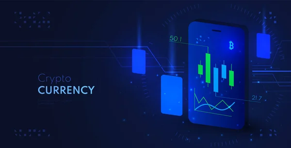 Cryptocurrency trading background with graph. — Stock Vector