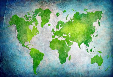 mavi arka plan ile Vintage Dünya Haritası