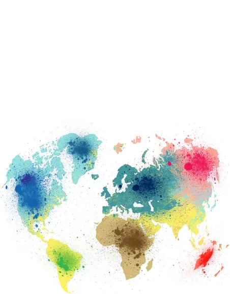 Weltkarte bunter Farbklecks — Stockfoto