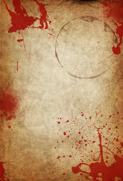 Papier met bloedvlekken en mok cirkel — Stockfoto