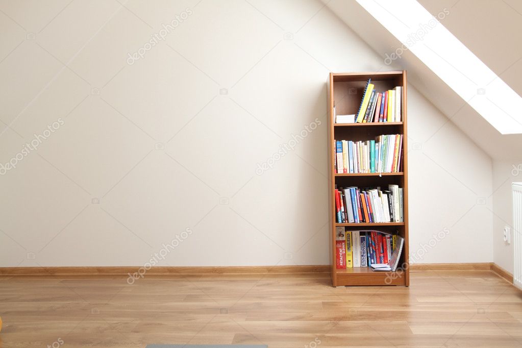 bookcase in empty room