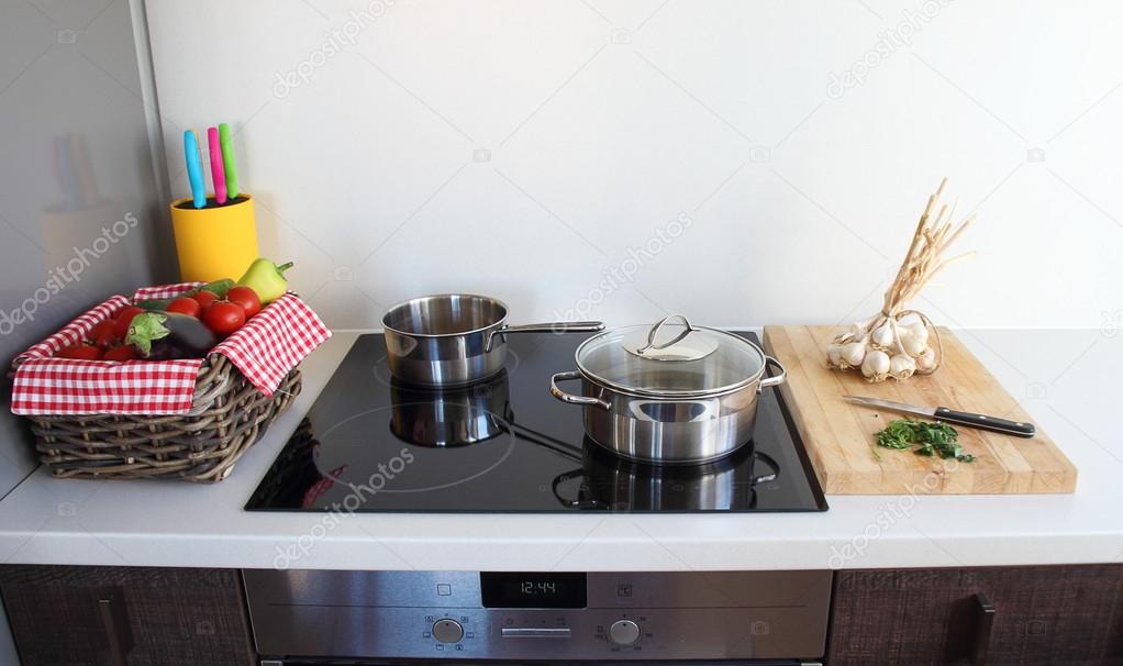 Cooking in modern kitchen