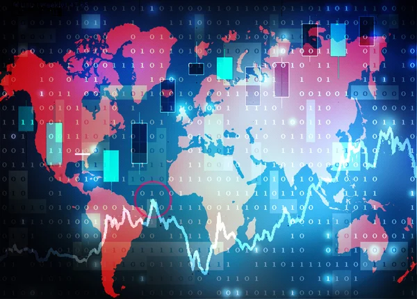 Mappa del mondo sfondo del mercato azionario — Foto Stock