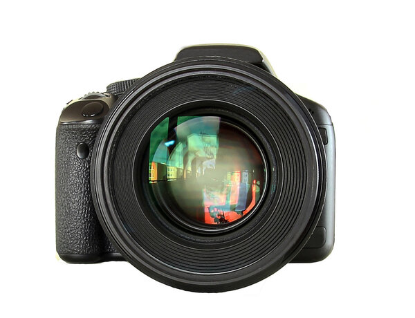 black digital camera isolated