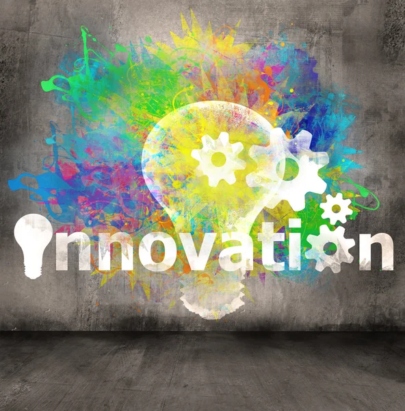 Innovation symbol on concrete wall background — Stock Photo, Image