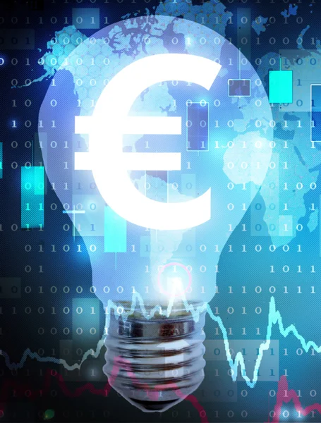 Light bulb with euro symbol — Stock Photo, Image