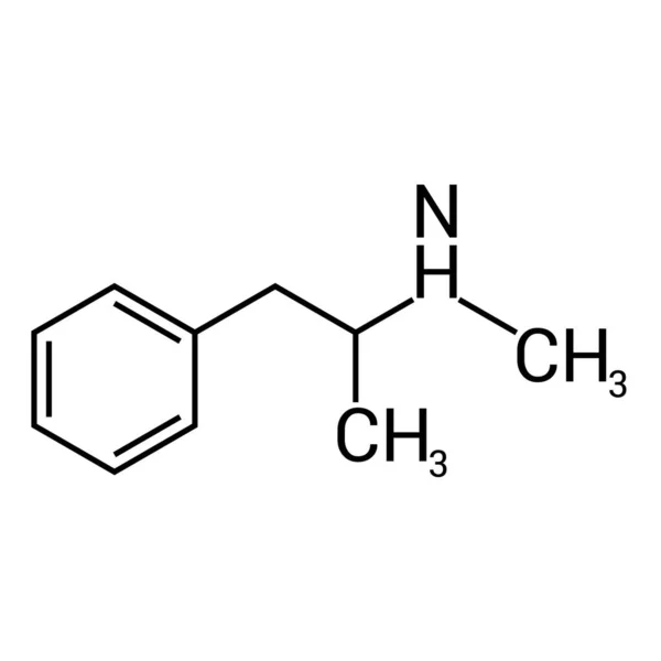 Metamfetaminin Kimyasal Yapısı C10H15N — Stok Vektör