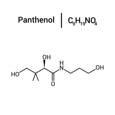 Panthenol 'ün kimyasal yapısı (C9H19NO4)