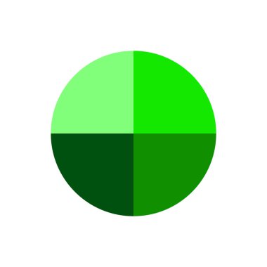 Beyaz arkaplanda aynı boyutta dört sektör vektör illüstrasyonuna sahip turta grafiği