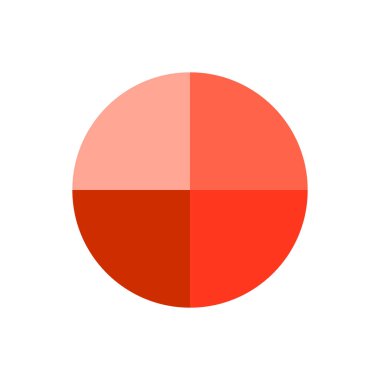 Beyaz arkaplanda aynı boyutta dört sektör vektör illüstrasyonuna sahip turta grafiği