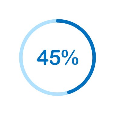 ui web ve grafik tasarım vektörü çizimi için turta grafiği yüzde 45 diyagramı (% 45)