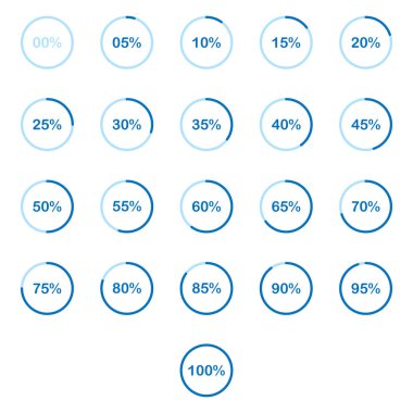 ui web ve grafik tasarım vektörü illüstrasyonu için turta grafiği çember yüzde şeması kümesi