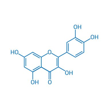 Quercetin 'in kimyasal yapısı (C15H10O7)