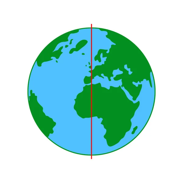 Prime Meridiaan Een Geografisch Coördinatenstelsel — Stockvector