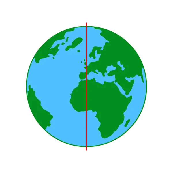 Meridiano Principal Sistema Coordenadas Geográficas — Vector de stock