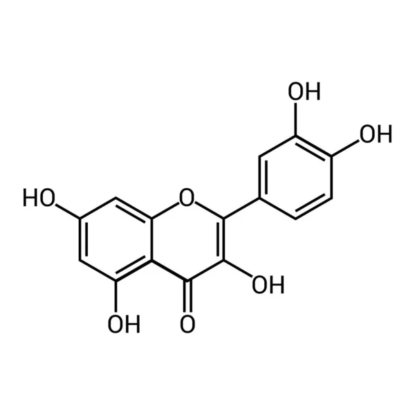 Quercetin 'in kimyasal yapısı (C15H10O7)