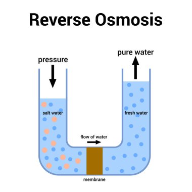 Ters osmoz (RO) su arıtma sürecinin şematiği