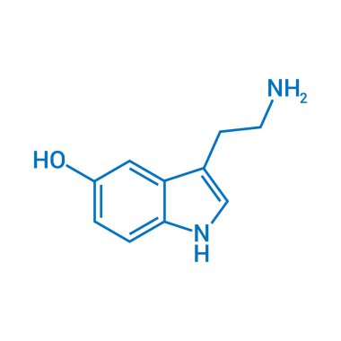 Serotoninin kimyasal yapısı (C10H12N2O)