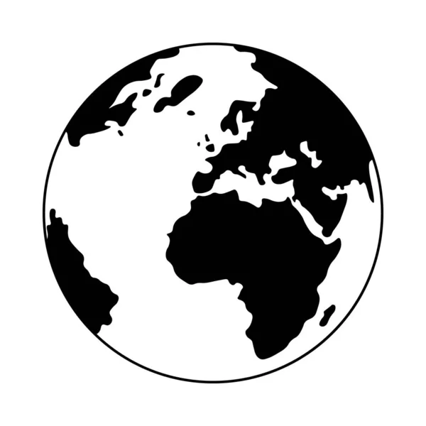 Weiße Und Schwarze Erde Globus Vektor Bild Illustration Auf Weißem — Stockvektor
