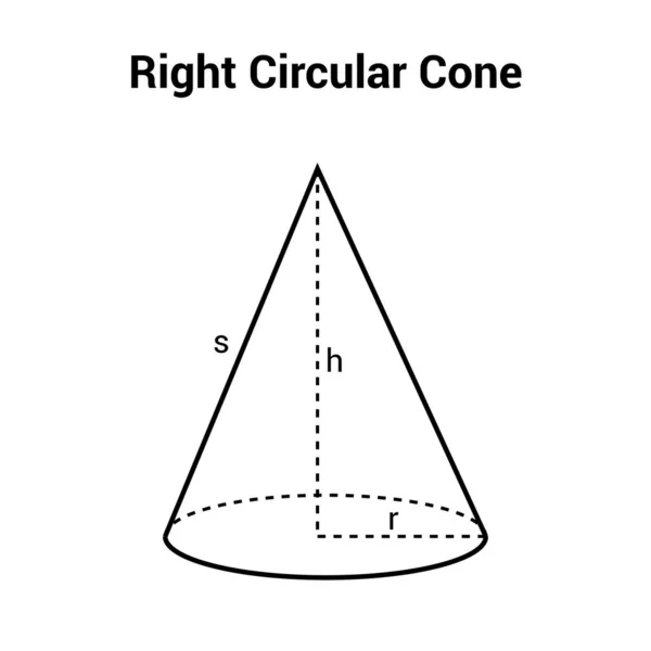 数学中的右圆锥形 — 图库矢量图片