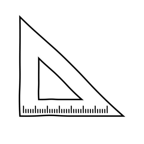 Mão Desenhada Ícone Vetorial Régua Triangular Isolado Fundo Branco — Vetor de Stock