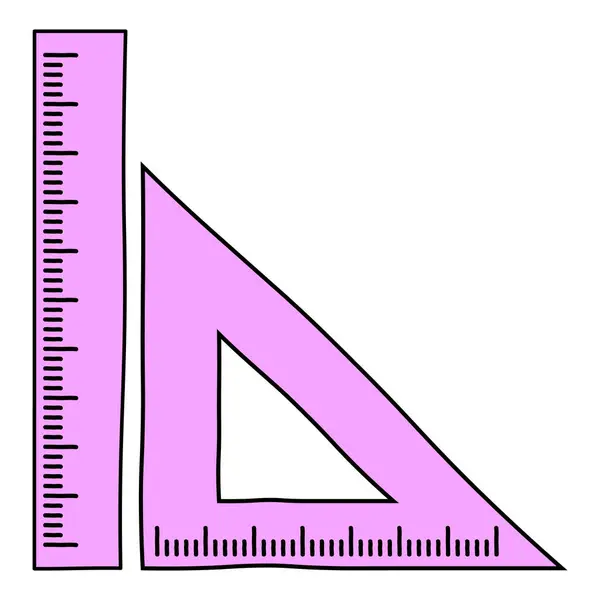 三角形标尺和直尺手绘矢量图标 在白色背景下隔离 — 图库矢量图片