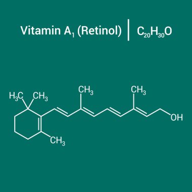 A1 veya retinolün kimyasal yapısı (C20H30O)