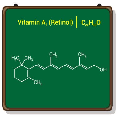A1 veya retinolün kimyasal yapısı (C20H30O)