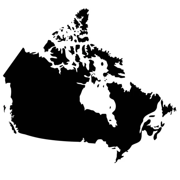 Mapa Negro Ilustración Vectorial Canada Aislado Sobre Fondo Blanco — Vector de stock