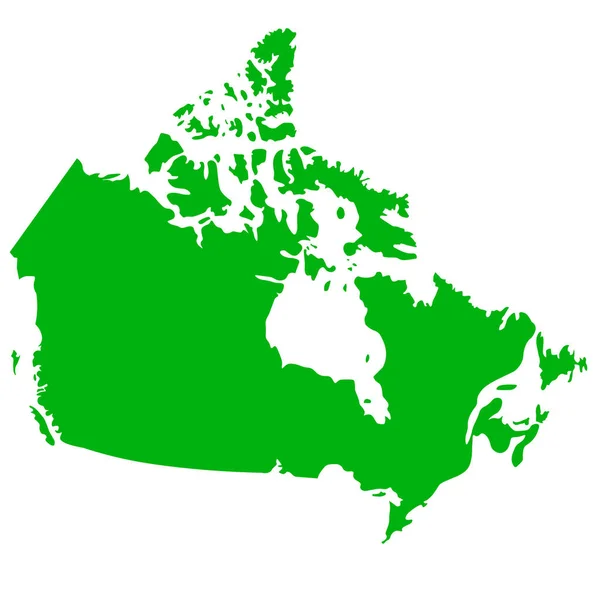 Mappa Verde Dell Illustrazione Vettoriale Del Canada Isolata Sfondo Bianco — Vettoriale Stock