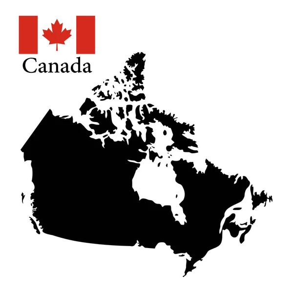 Mapa Preto Ilustração Vetorial Canadá Isolado Fundo Branco — Vetor de Stock