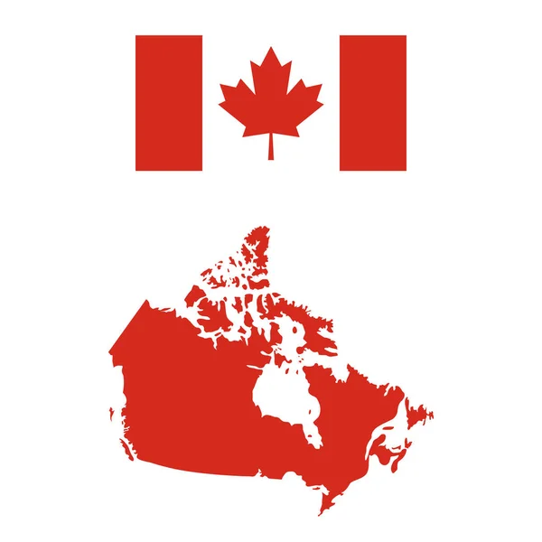 Carte Drapeau Canada Illustration Vectorielle Isolée Sur Fond Blanc — Image vectorielle