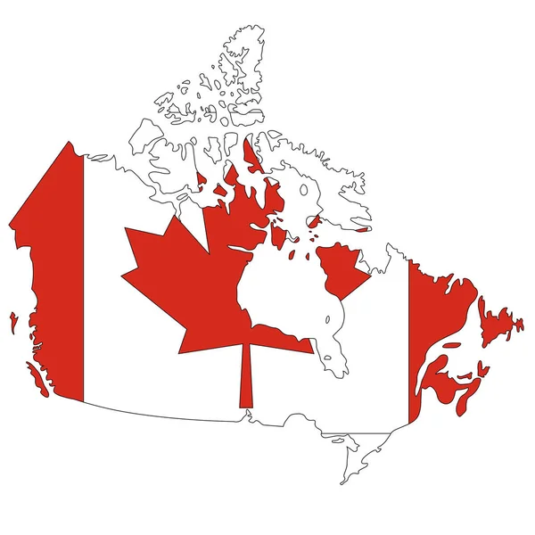 Карта Флага Канады Векторная Иллюстрация Изолирована Белом Фоне — стоковый вектор