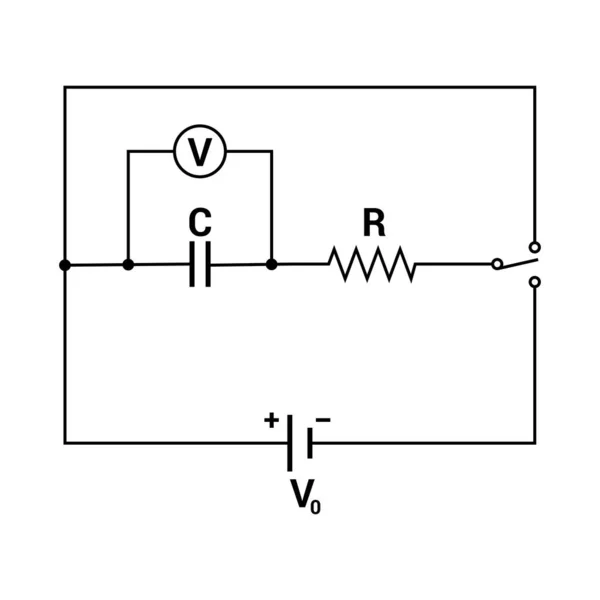 Bir Kapasitörün Şarj Boşaltma Devresi — Stok Vektör