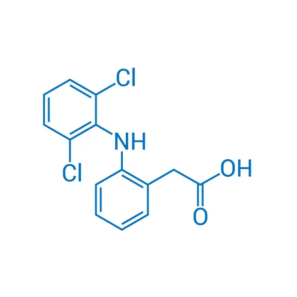 Chemische Structuur Van Diclofenac C14H11Cl2No2 — Stockvector