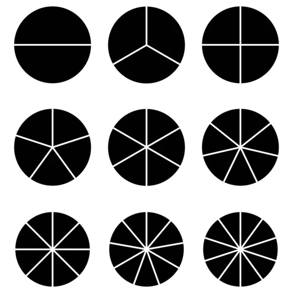 Matematik vektör illüstrasyonunda siyah kesir çember grafiği beyaz arkaplanda izole edildi