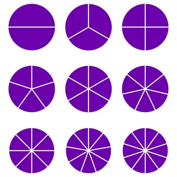 Gráfico Círculo Fração Violeta Ilustração Vetorial Matemática Isolada Fundo Branco —  Vetores de Stock