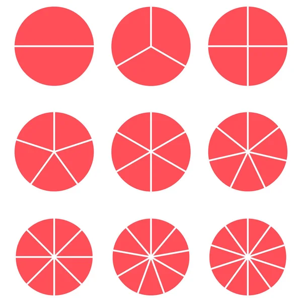 Gráfico Círculo Fracción Roja Matemáticas Vector Ilustración Aislado Sobre Fondo — Archivo Imágenes Vectoriales