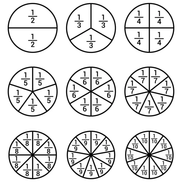 Grafico Cerchio Frazione Nell Illustrazione Vettoriale Matematica Isolato Sfondo Bianco — Vettoriale Stock