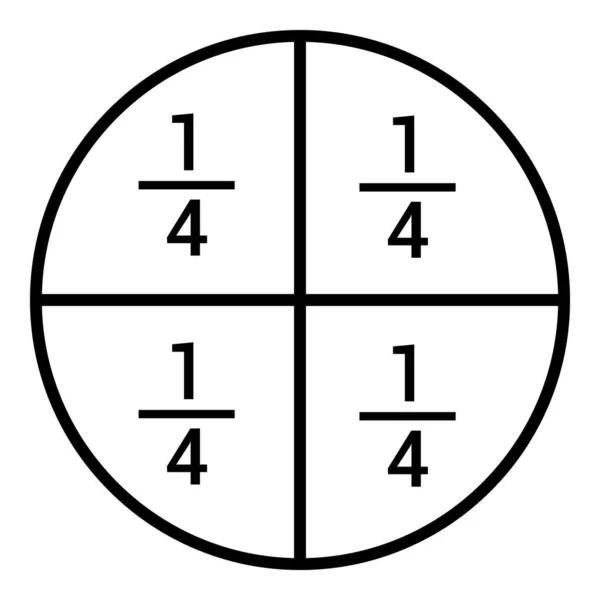 Een Kwart Fractie Cirkel Met Breukgetal — Stockvector