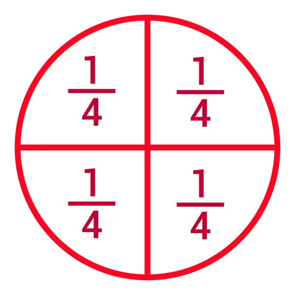 Круг Дробей Четверть Числом Дробей — стоковый вектор