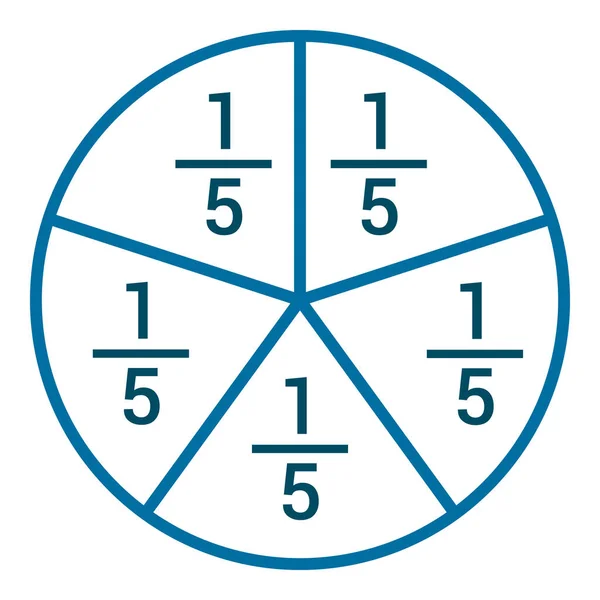 One Fifths Fraction Circle Fraction Number — Stock Vector