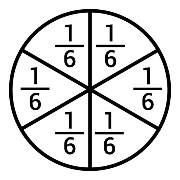 Sesto Cerchio Frazione Con Numero Frazione — Vettoriale Stock