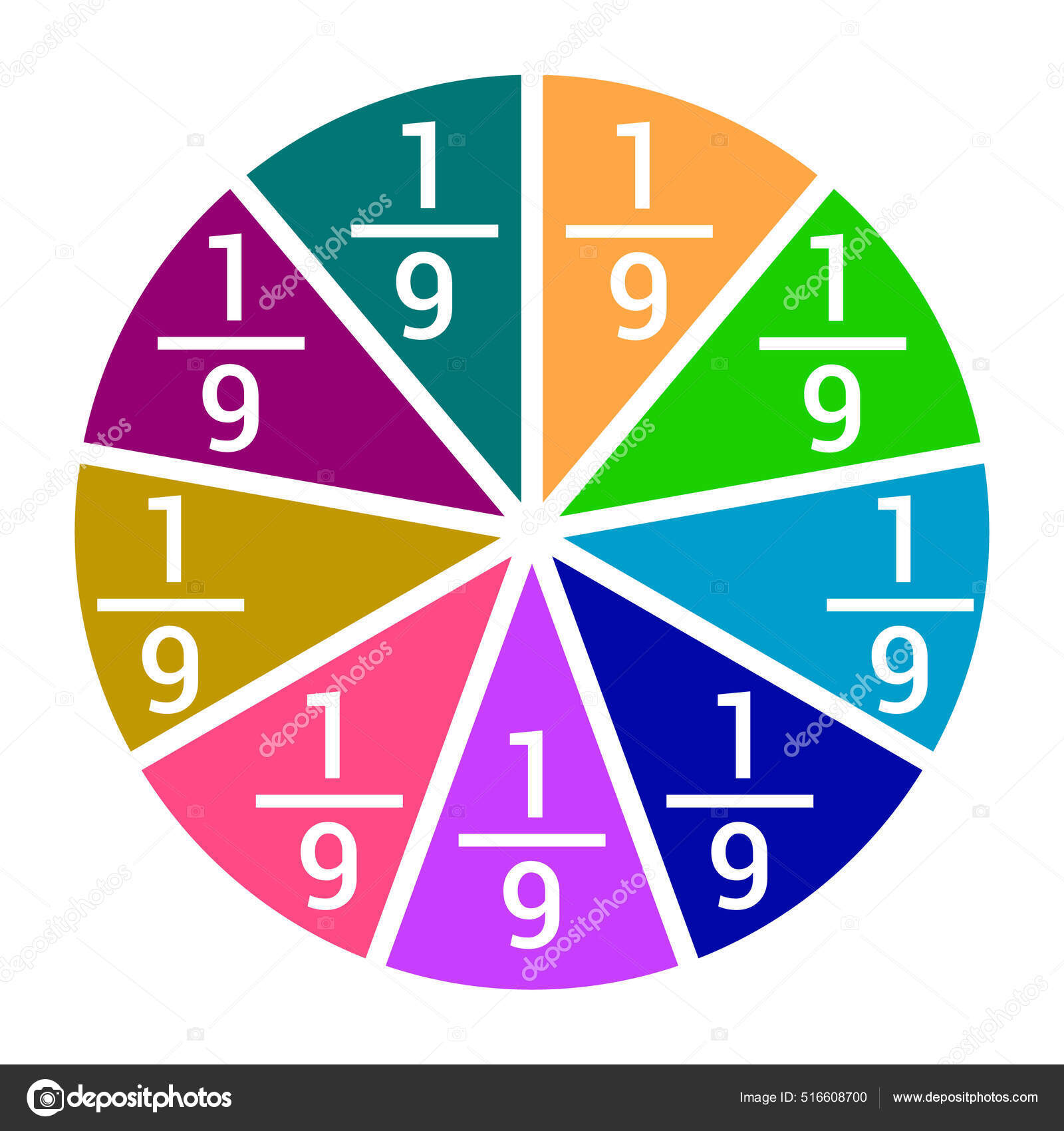 分数为九分之一的圆圈图库矢量图©zizou07 516608700
