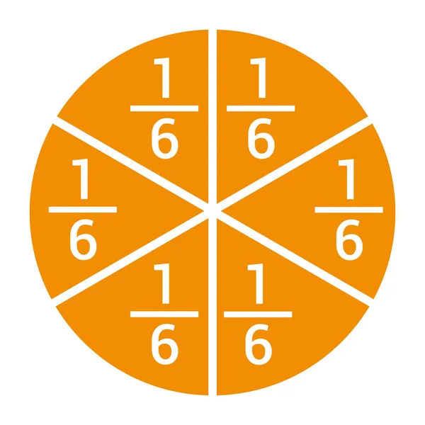 Sexto Círculo Fracción Con Número Fracción — Archivo Imágenes Vectoriales
