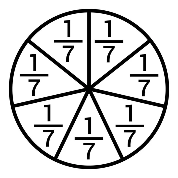 Один Круг Седьмой Дроби Числом Дробей — стоковый вектор