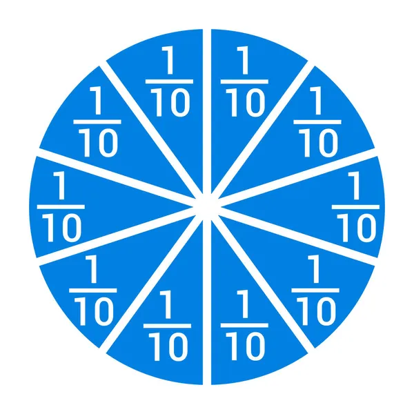 Décimo Círculo Fracção Com Número Fracção — Vetor de Stock