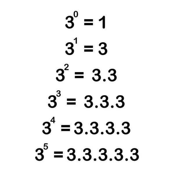 Exponenten Tabelle Von Drei Der Mathematik — Stockvektor