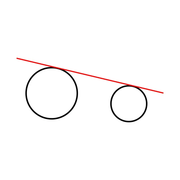 两个圆周的共同外部切线 — 图库矢量图片